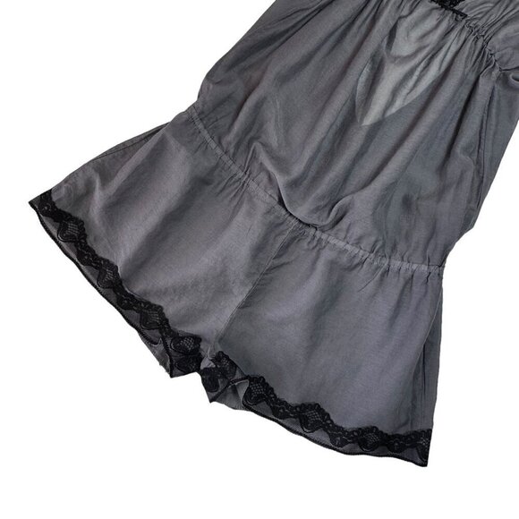 Sophie & Me Sexy Romper Teddy Sz.S Grey Adjustable Black Lace Trim Y2K 90s - Picture 3 of 10